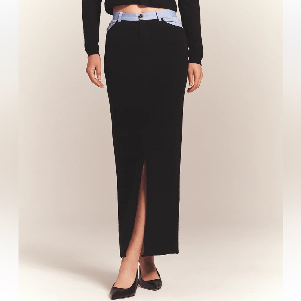 Naadam Cotton Cashmere Mixed Media Midi Skirt Medium New With Tags Originally